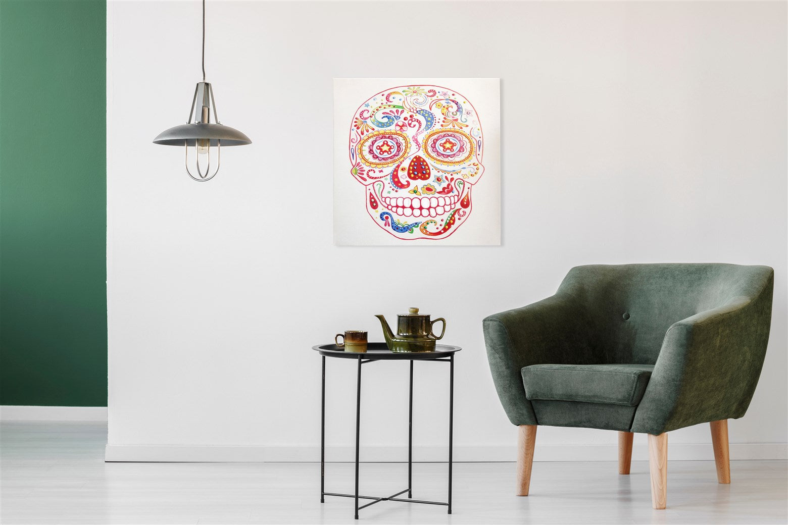 kayoom-l-wandbild-totenkopf-90-cm-x-90-cm-handgemaltes-acrylbild-auf-leinwand-mi image 2