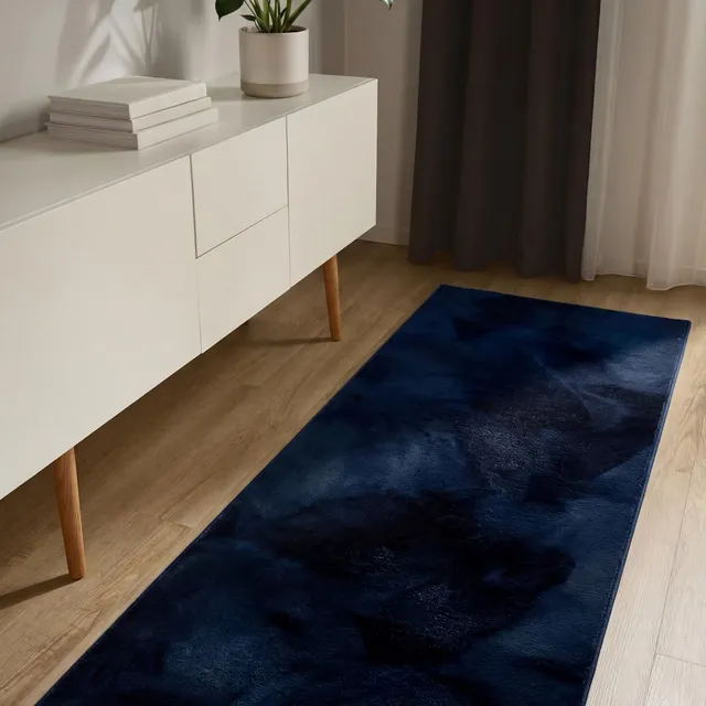 benuta-basic-fellteppich-furry-dunkelblau-70x200-cm image 1