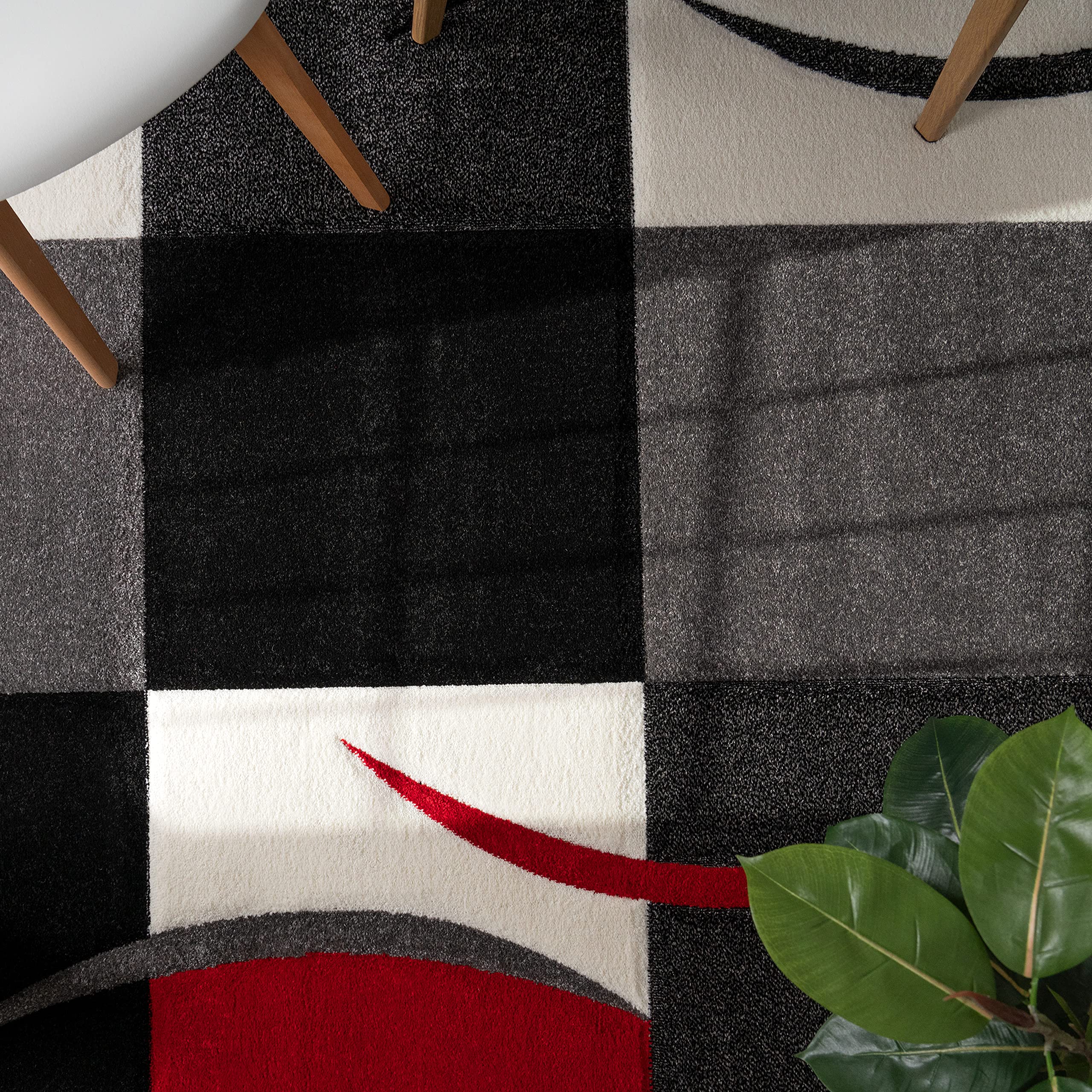 paco-home-designer-teppich-karo-rot-schwarz-120x170-cm image 3