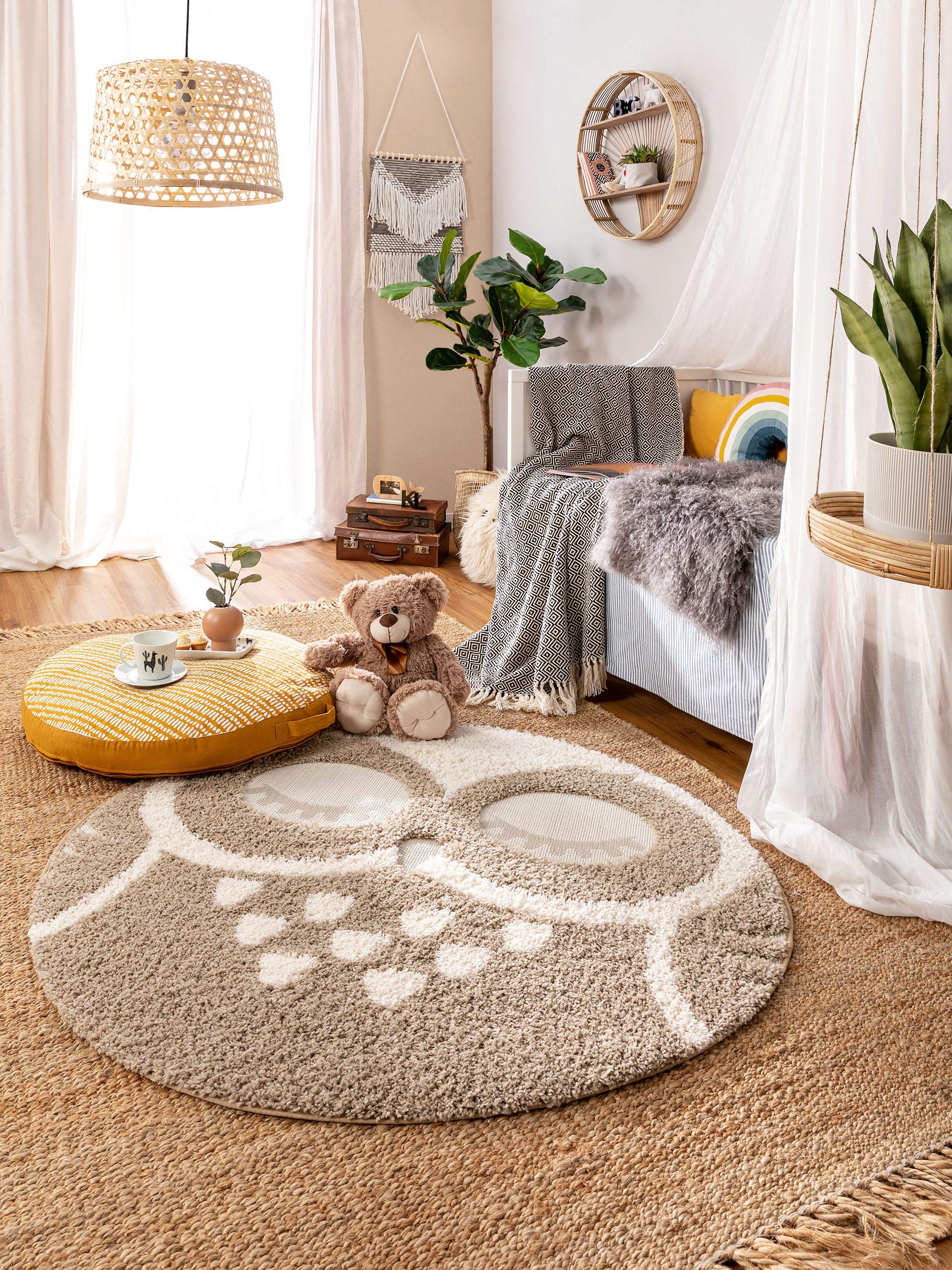 benuta-kids-teppich-carlo-rund-120-cm-cream-taupe-polypropylen-3-d-tiermotiv-f-r image 2