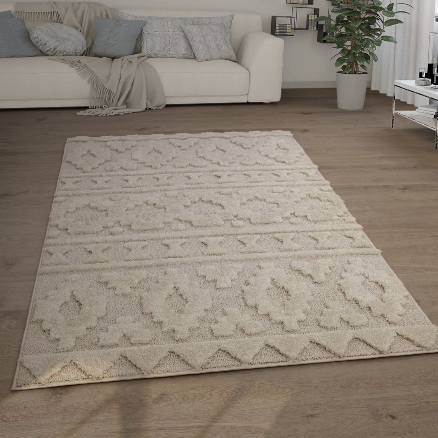 paco-home-shaggy-plus-hochflor-teppich-60x100-cm-creme-6-ethno-boho image 6