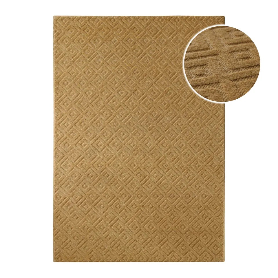 weconhome-kurzflor-teppich-castello-two-karamell-schurwolle image 1