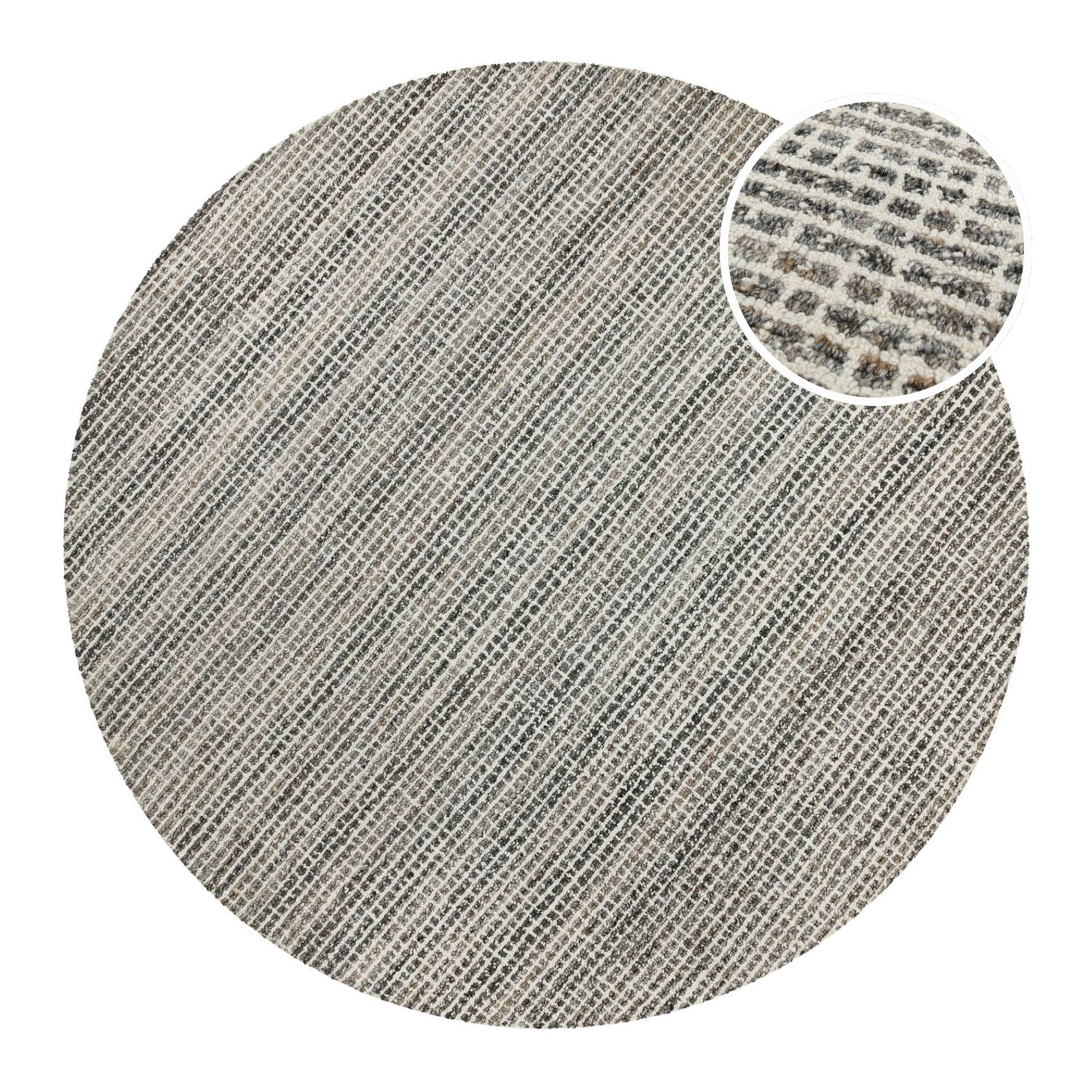 weconhome-hamptons-fourteen-kurzflor-teppich-rund-grau-braun-meliert image 1