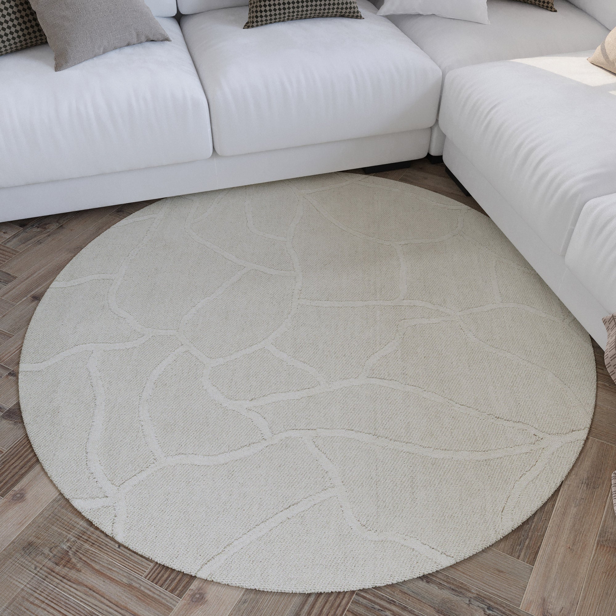 weconhome-hamptons-twentysix-kurzflor-teppich-rund-creme-wei image 2