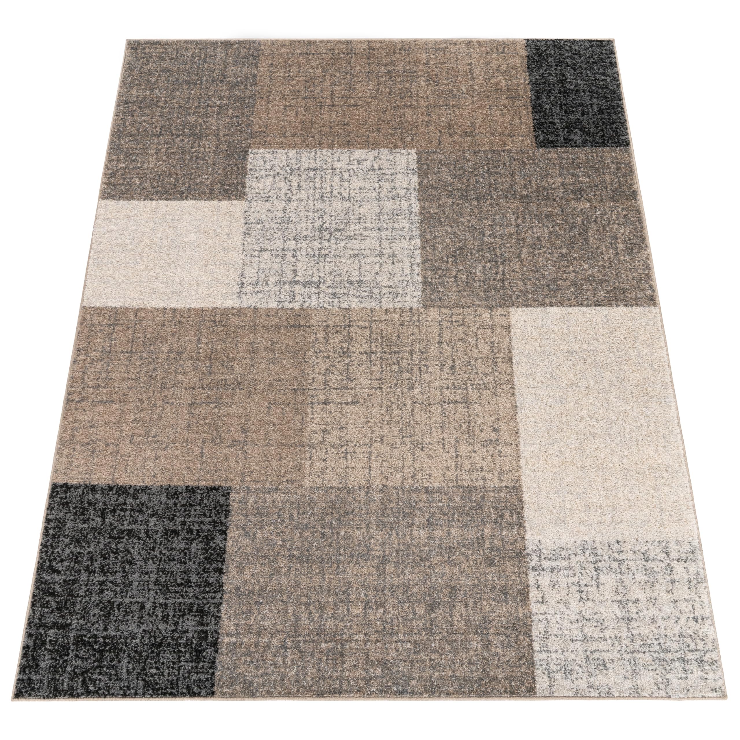 paco-home-designer-kurzflorteppich-kariert-braun-creme-120x170-cm image 5