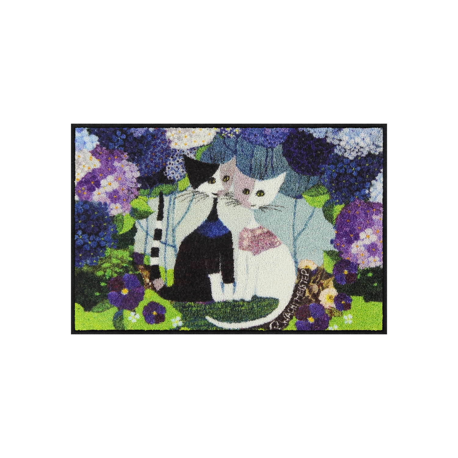 salonloewe-wedding-eingangsmatte-50-x-75-cm-katzenmotiv-mit-bunten-blumen image 1