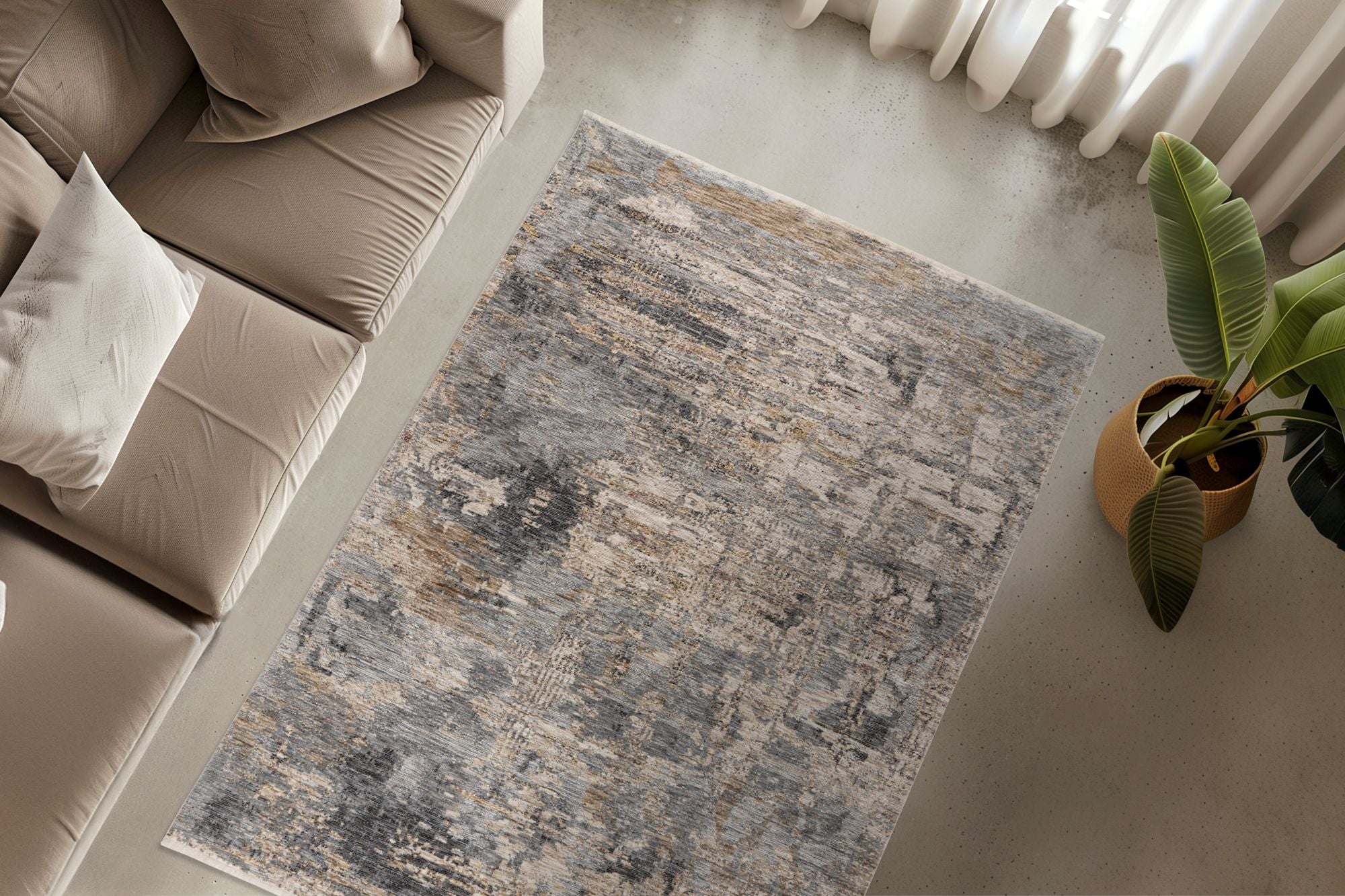 kayoom-pono-723-moderner-kurzflorteppich-im-abstrakten-taupe-design image 4