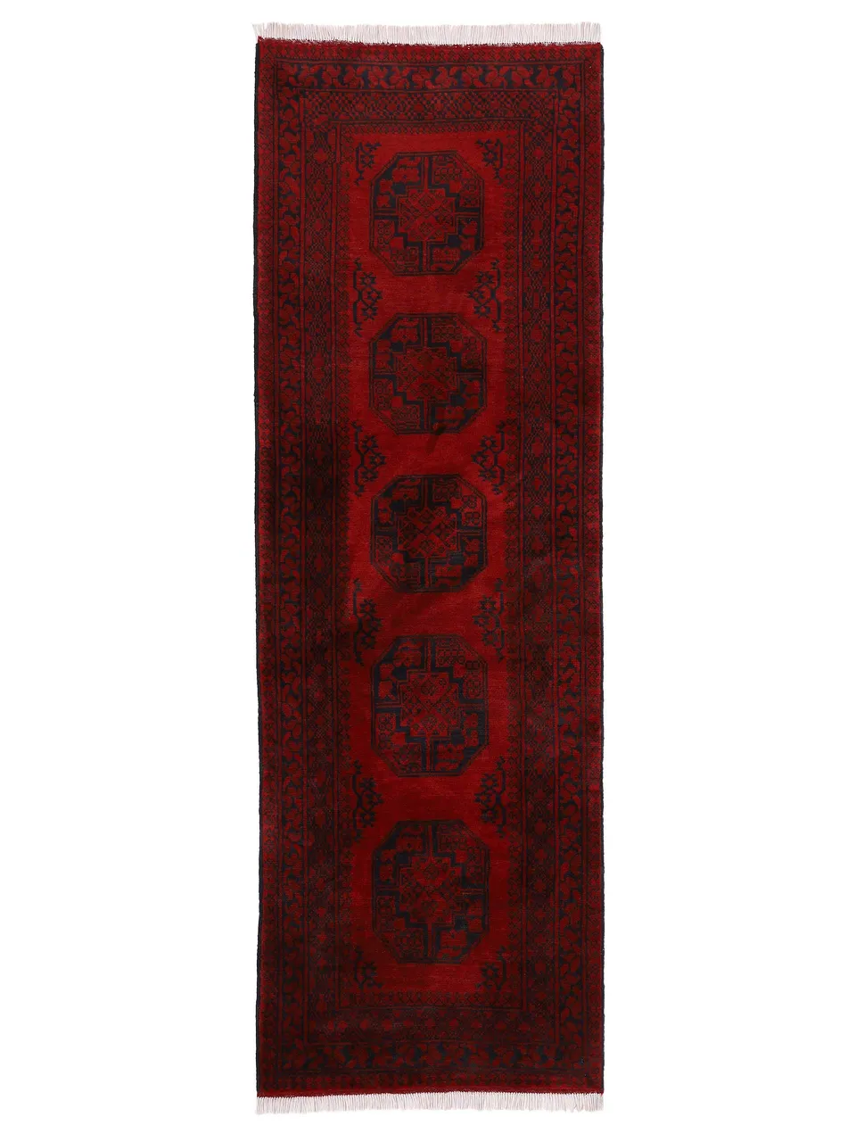 carpetfine-afghan-akhche-l-ufer-rot-80x200-cm-handgekn-pft-wolle image 1