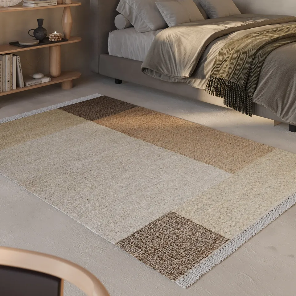 weconhome-green-looop-valentin-handwebteppich-naturfaser-beige-braun-eckig image 1