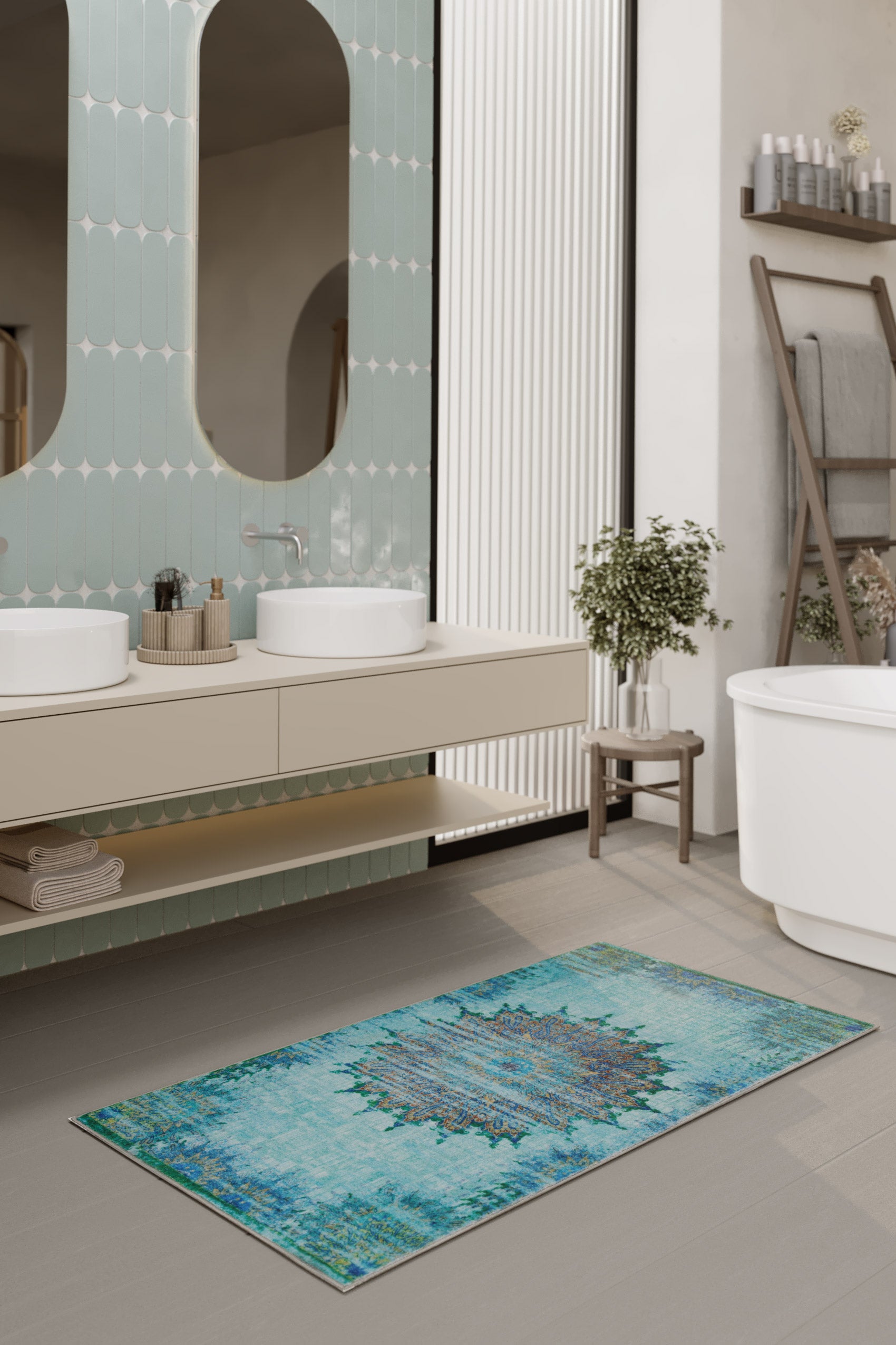 weconhome-badteppich-healing-t-rkis-eckiger-badvorleger image 6