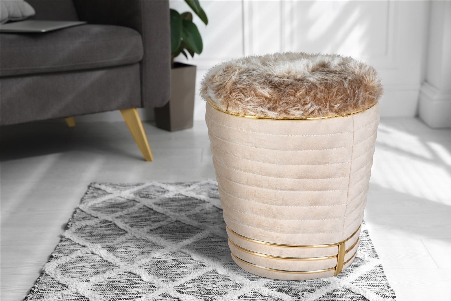 kayoom-doric-325-hocker-stylischer-pouf-mit-aufwendiger-steppung-verschiedene-fa image 6