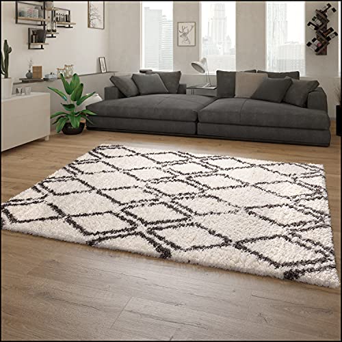 paco-home-hochflor-teppich-shaggy-rauten-grau-creme-60x90-cm-40-mm image 6