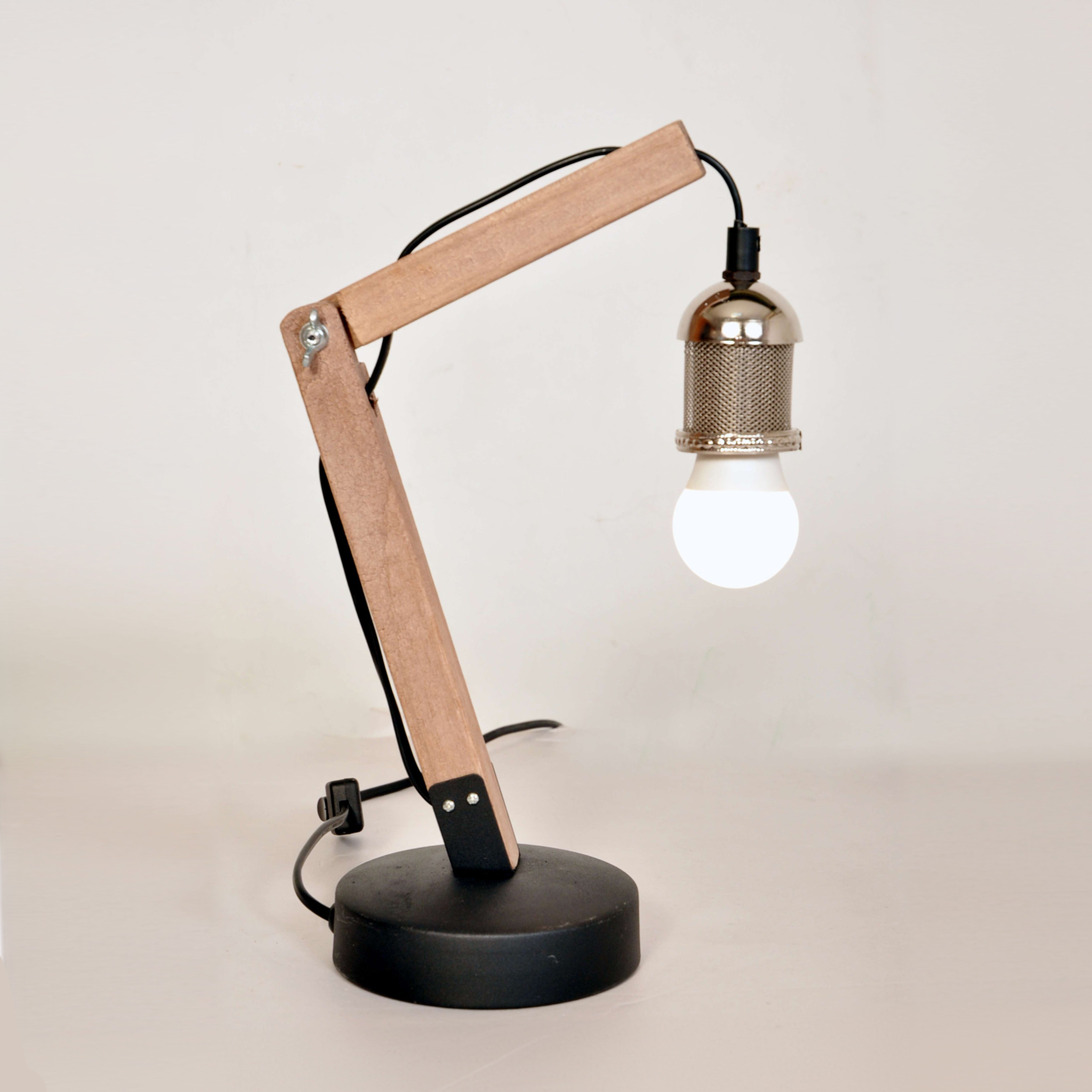 kayoom-rossa-i-silber-tischlampe-holz-eisen-leuchte-mit-e27-fassung-schwarz-silb image 2