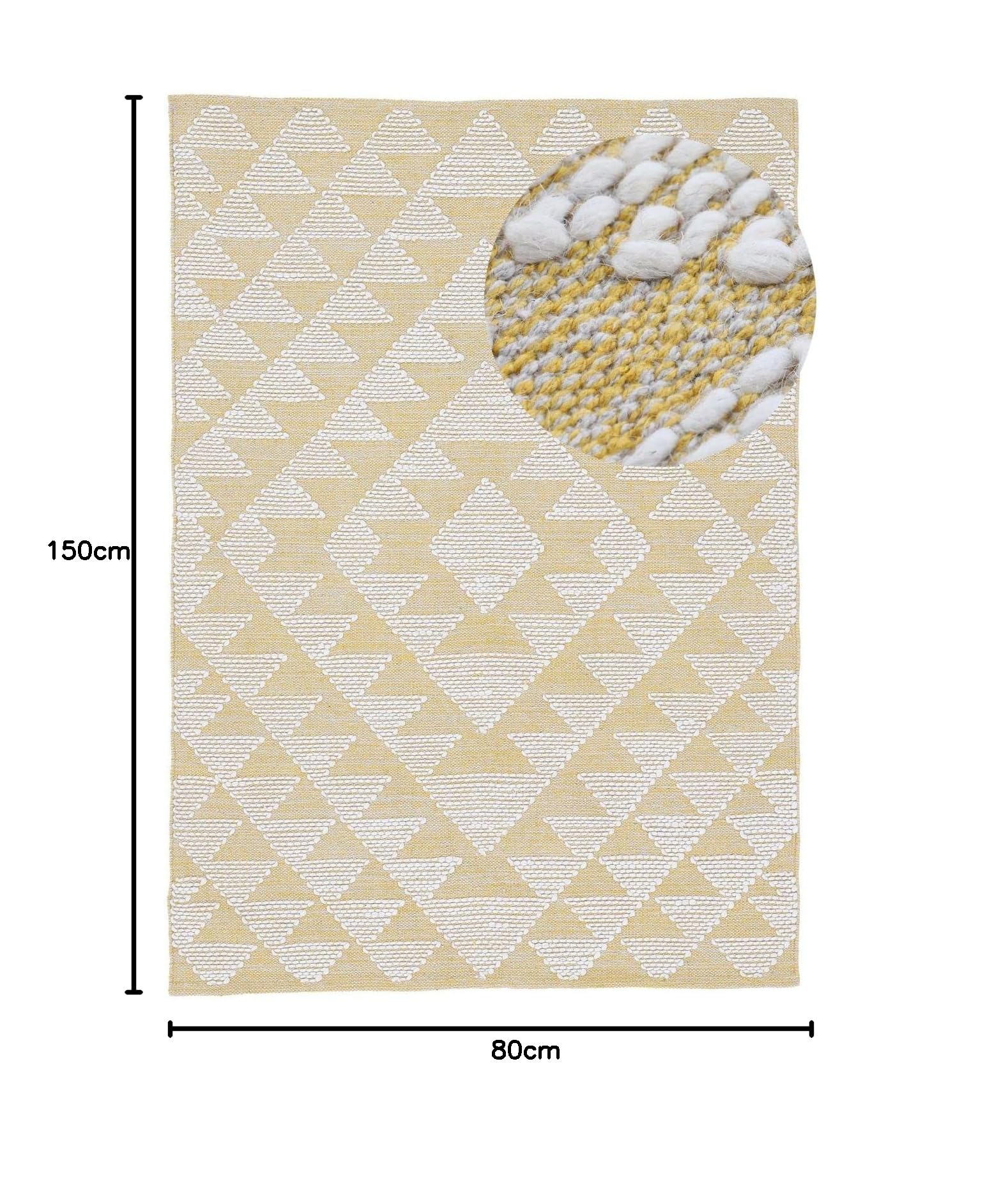 carpetfine-kelim-durry-baumwollteppich-gelb-80x150-cm image 2
