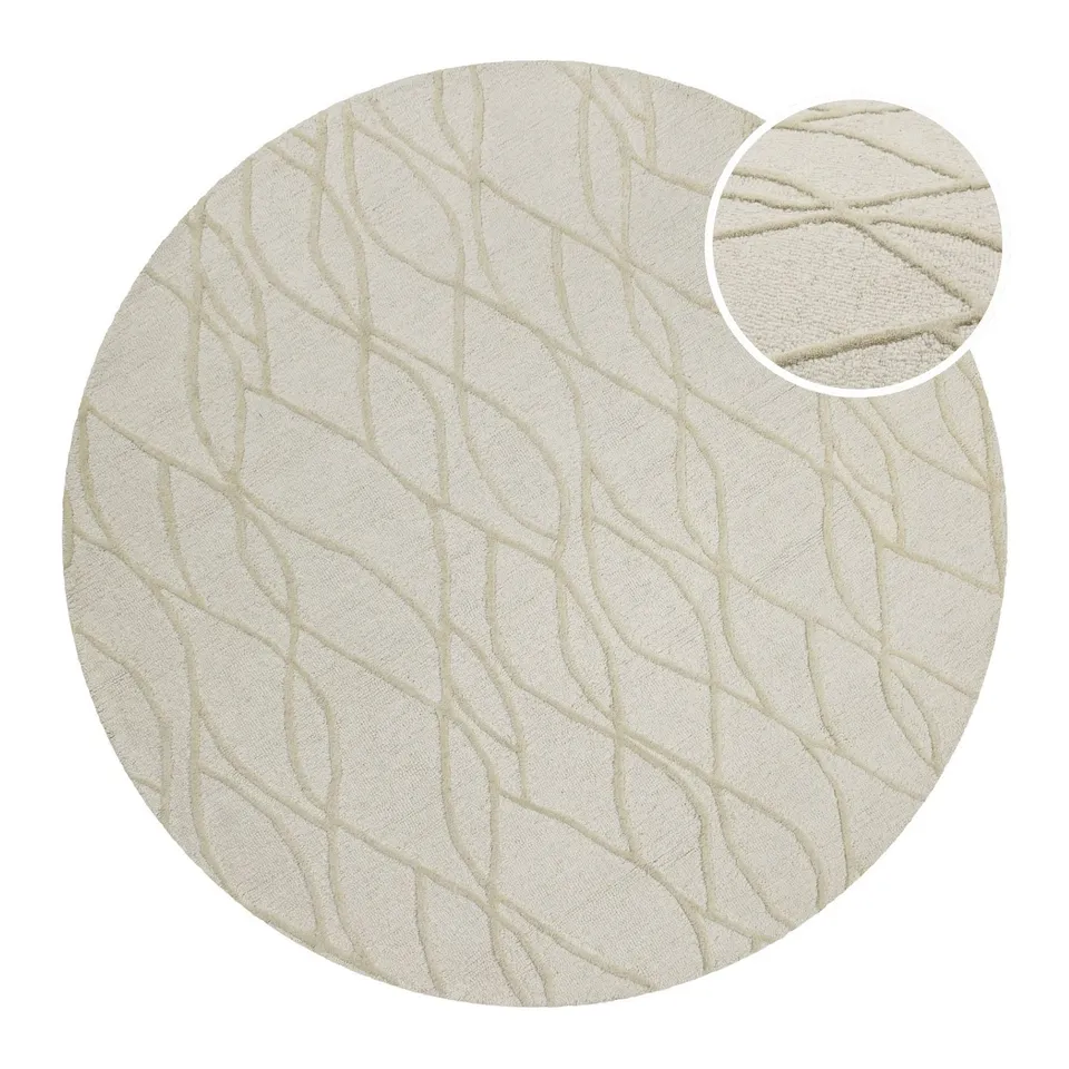 weconhome-hamptons-twentythree-kurzflor-teppich-rund-creme-wei-schurwolle image 1